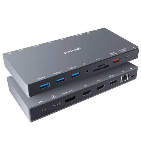mBeat 15 In 1 Triple Display USB-C Dock MB-UCD-X15 Space Grey HDMI x 2, DP x 1 - SuperSaverAU - view 1