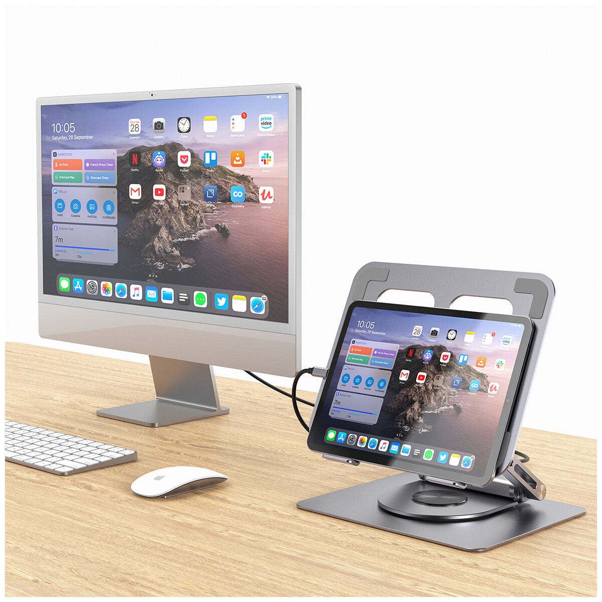 mBeat Stage S12 Rotating Laptop Stand with USB-C Docking Station Space Grey MB-STD-S12GRY - SuperSaverAU - view 5