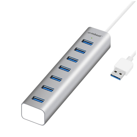 mBeat 7 Port USB 3.0 Aluminium Slim Hub With Power For PC And Mac Silver MB-HUB768 - SuperSaverAU - view 1