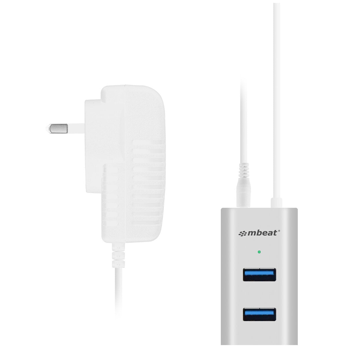 mBeat 7 Port USB 3.0 Aluminium Slim Hub With Power For PC And Mac Silver MB-HUB768 - SuperSaverAU - view 3