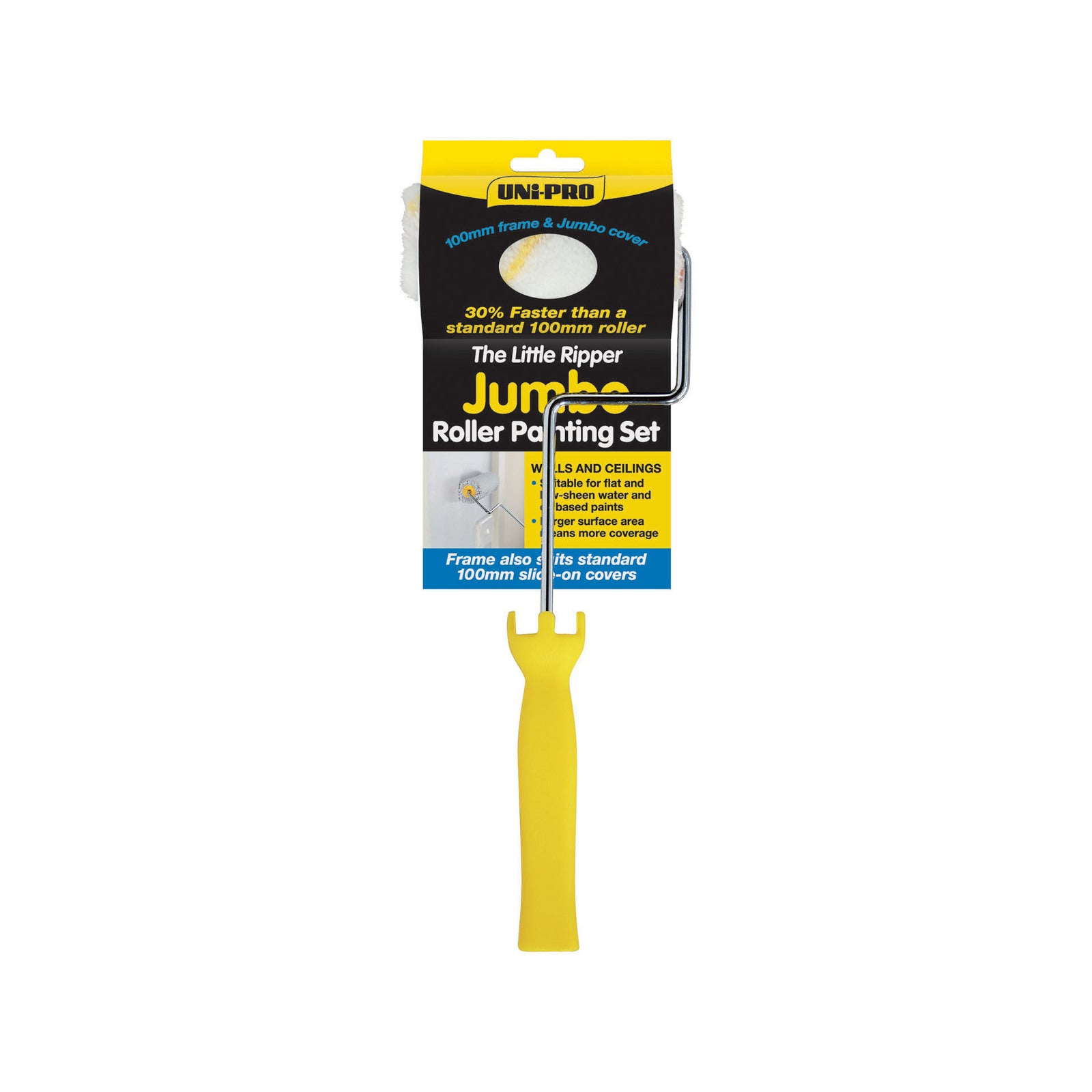 Uni-Pro 100mm Little Ripper Jumbo Fabric Roller Cover & Frame Set 10mm Nap