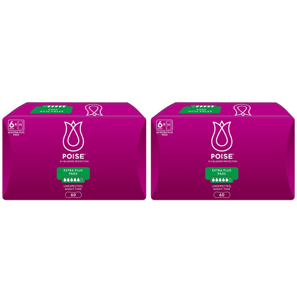 Poise Extra Plus Pads 2 x 60 Pack - SuperSaverAU - view 2