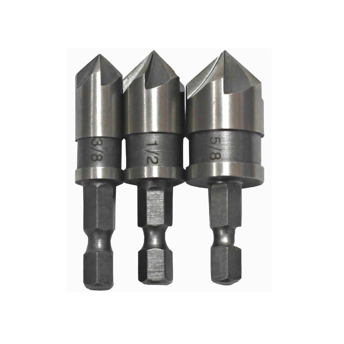 Craftright 3 Piece Countersink Bit Set High Speed Steel Quick Change Hex Shank
