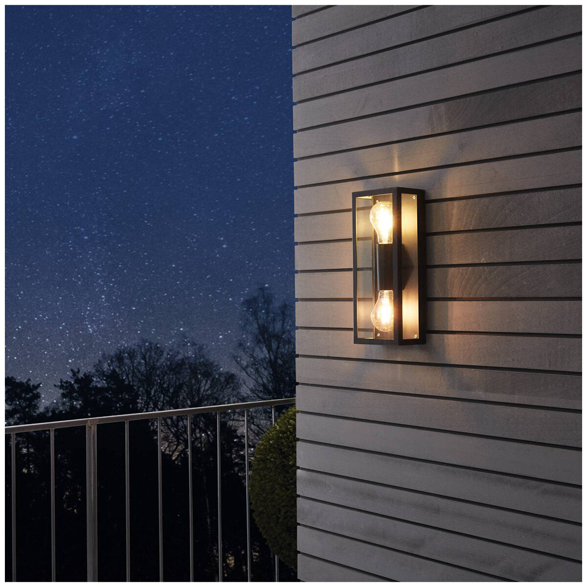 EGLO Alamonte 1 Black Exterior Wall Light | Weatherproof Outdoor Lighting | Clear Glass Panels | Modern Design - SuperSaverAU - view 3