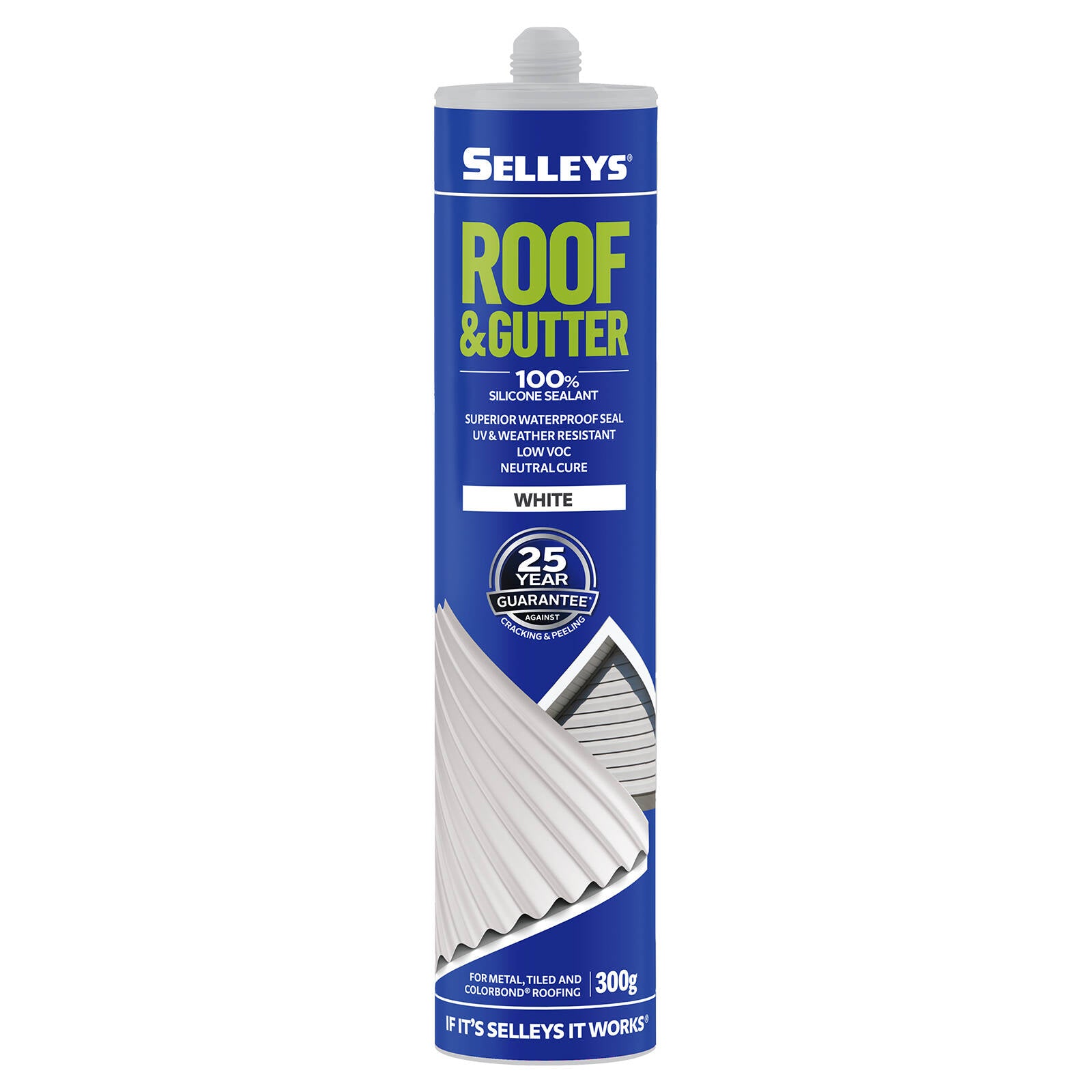 Selleys Roof & Gutter Silicone Sealant 300g White - Waterproof UV Resistant