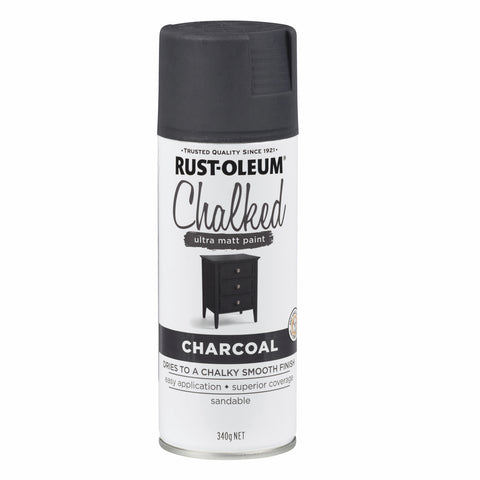 Rust-Oleum Chalked 340g Charcoal Ultra Matt Spray Paint - Smooth Chalky Finish, Indoor