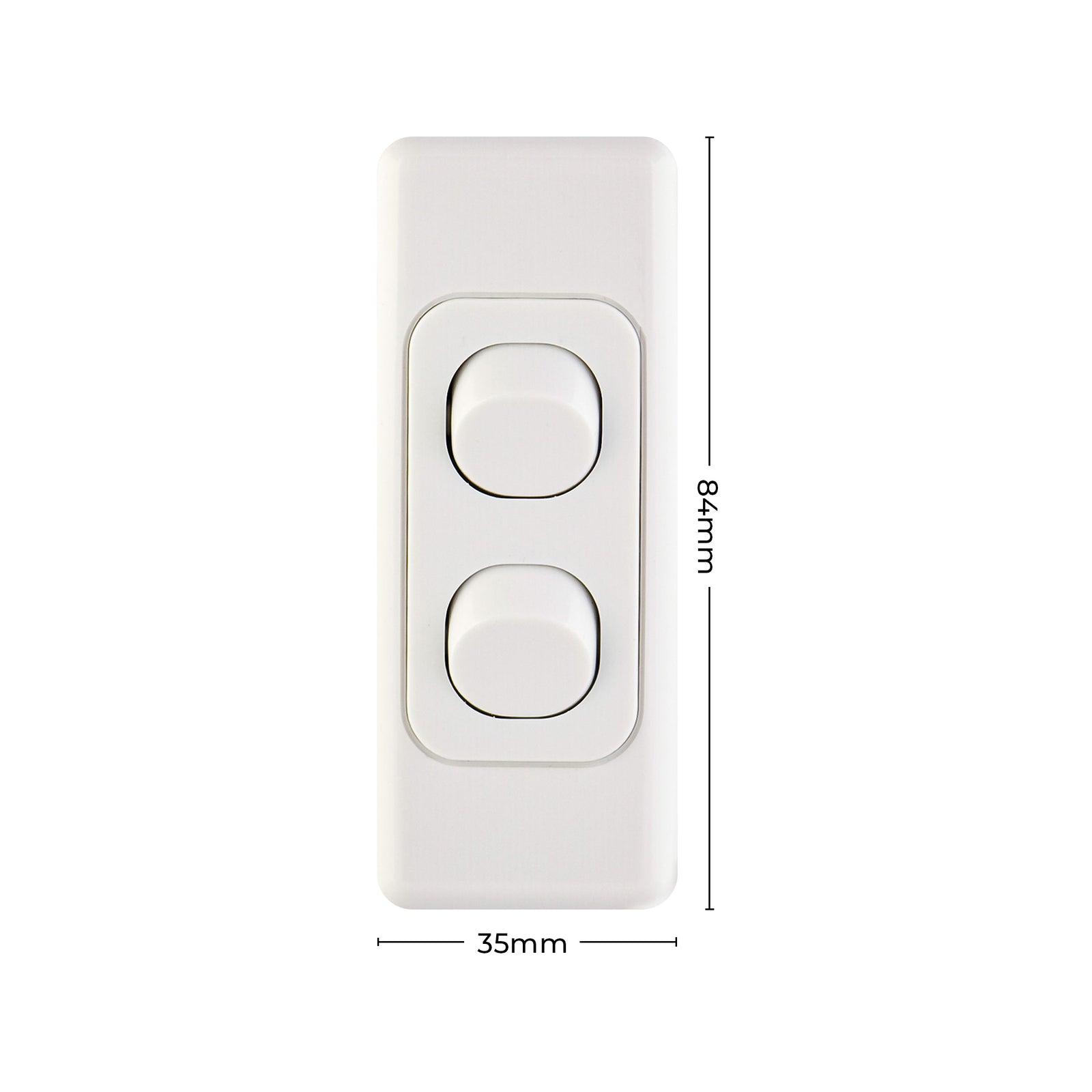 DETA Double Architrave Switch - White Polycarbonate Vertical 2 Switch 10A 240V