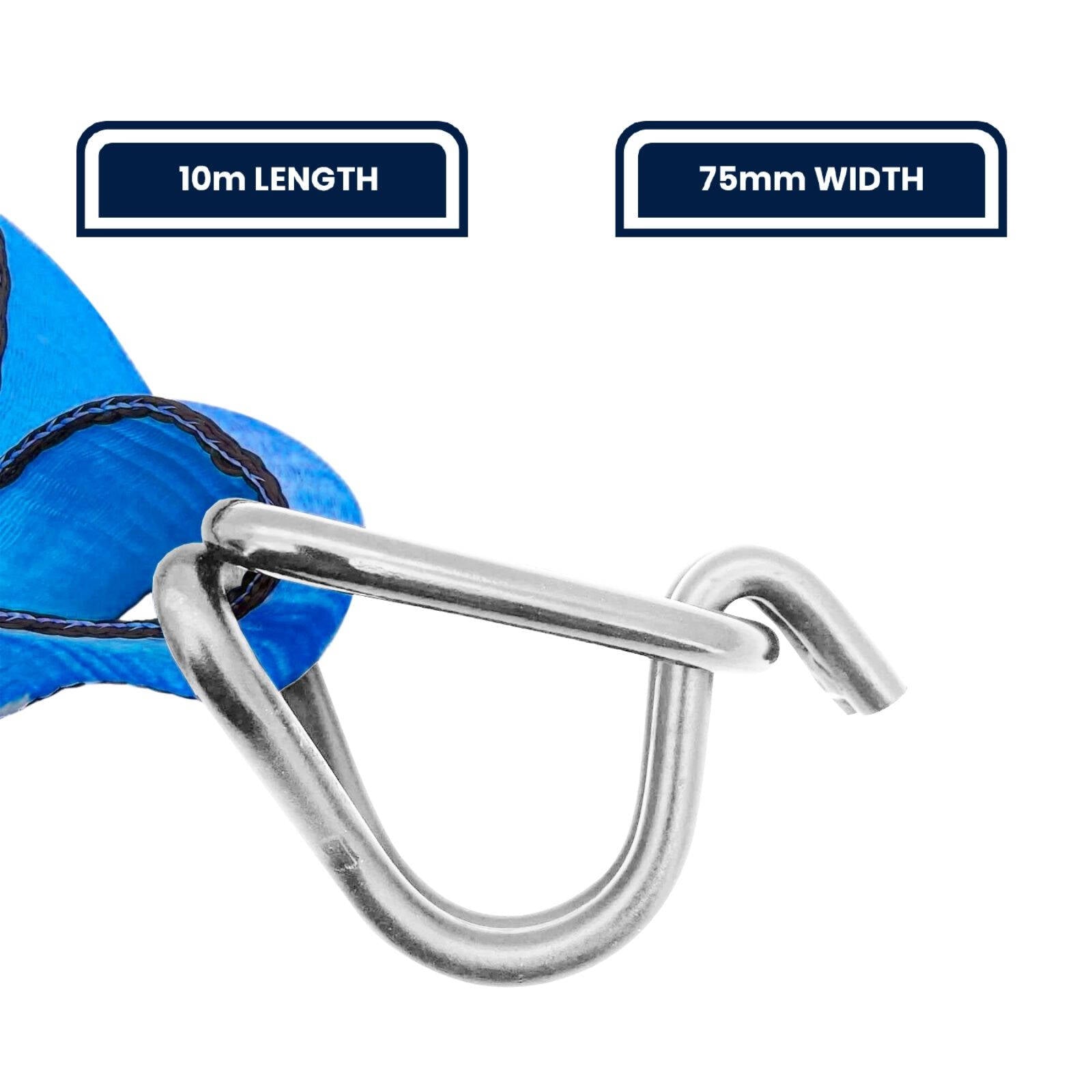GRUNT 75mm x 10m Extreme Ratchet Tie Down, 5000kg Lashing Capacity, Polyester Webbing