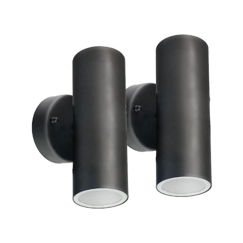 Brilliant Coolum Project Modern LED Twin Pack Wall Light Black 10W, Wall/Pillar/Post Mount, Outdoor 22586/06