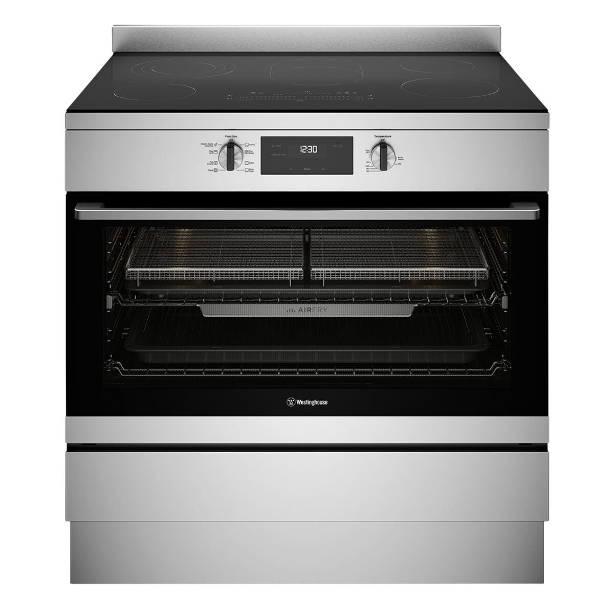 Westinghouse 90cm Electric Freestanding Cooker - Stainless Steel, AirFry, Ceramic Cooktop - WFE9546SD