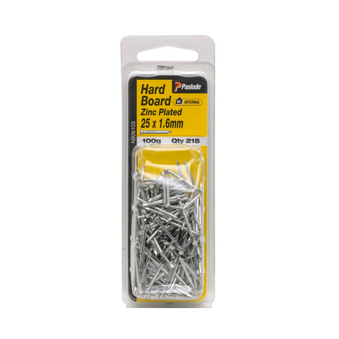 Paslode 25 x 1.6mm Zinc Plated Hardboard Nails - 215 Pack