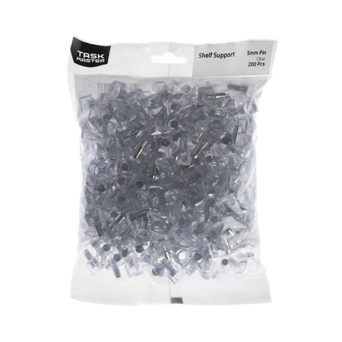 Taskmaster 5mm Pin Clear Plastic Shelf Support 200 Pack