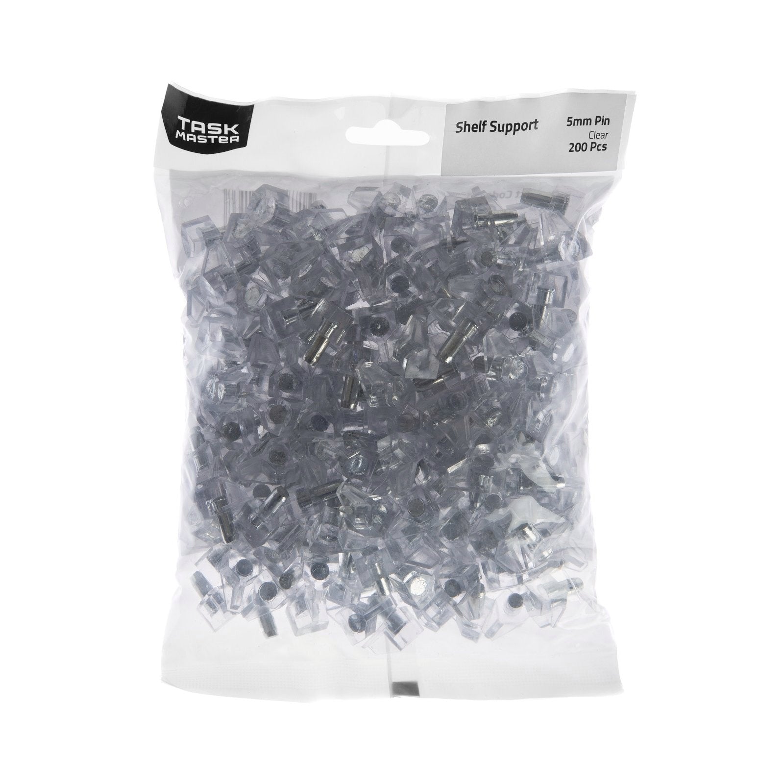Taskmaster 5mm Pin Clear Plastic Shelf Support 200 Pack