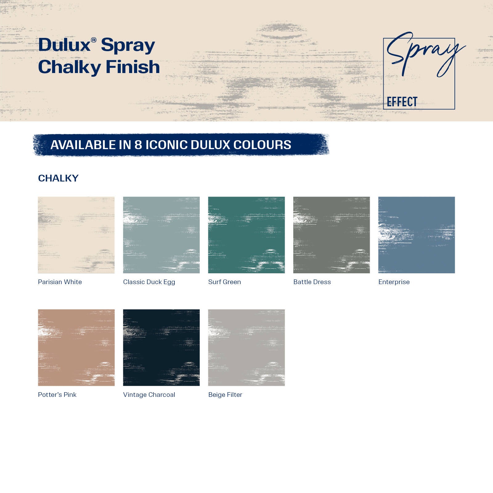 Dulux 340g Parisian White Chalky Spray Paint, Matte Finish for Furniture
