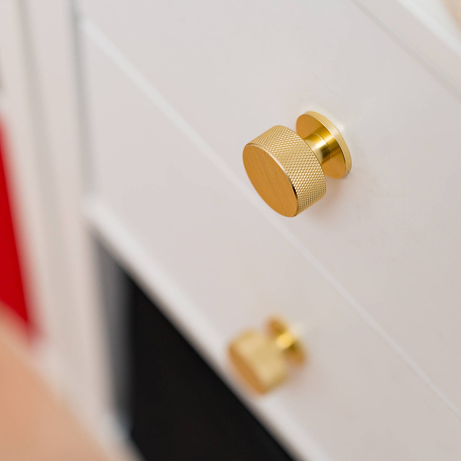 Taskmaster 32.5mm Knurled Brushed Brass Cabinet Knobs - 4 Pack