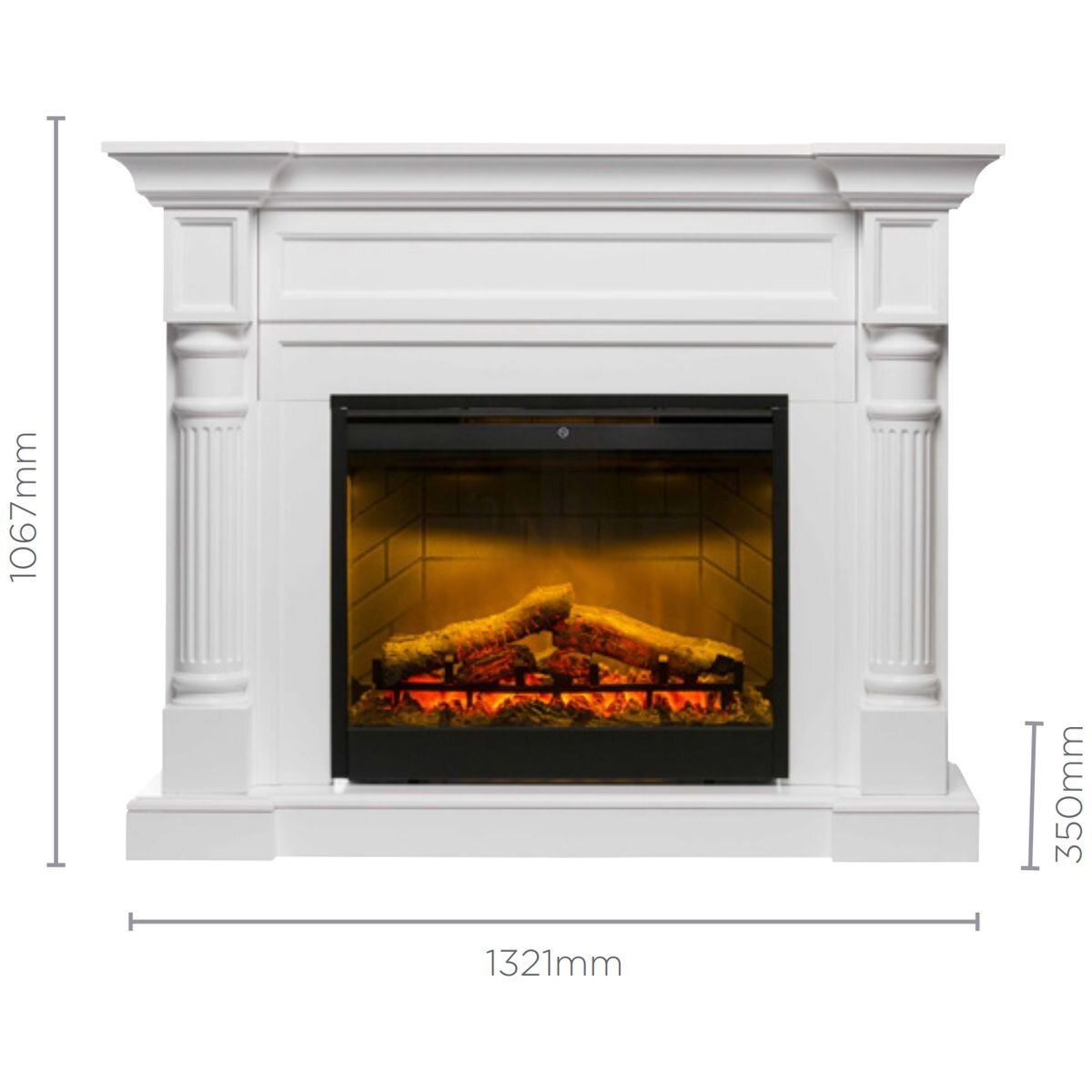 Dimplex Winston 2kW Electric Fireplace Mantel - White, Electraflame Log Effect, Remote Control - WTN20-AU