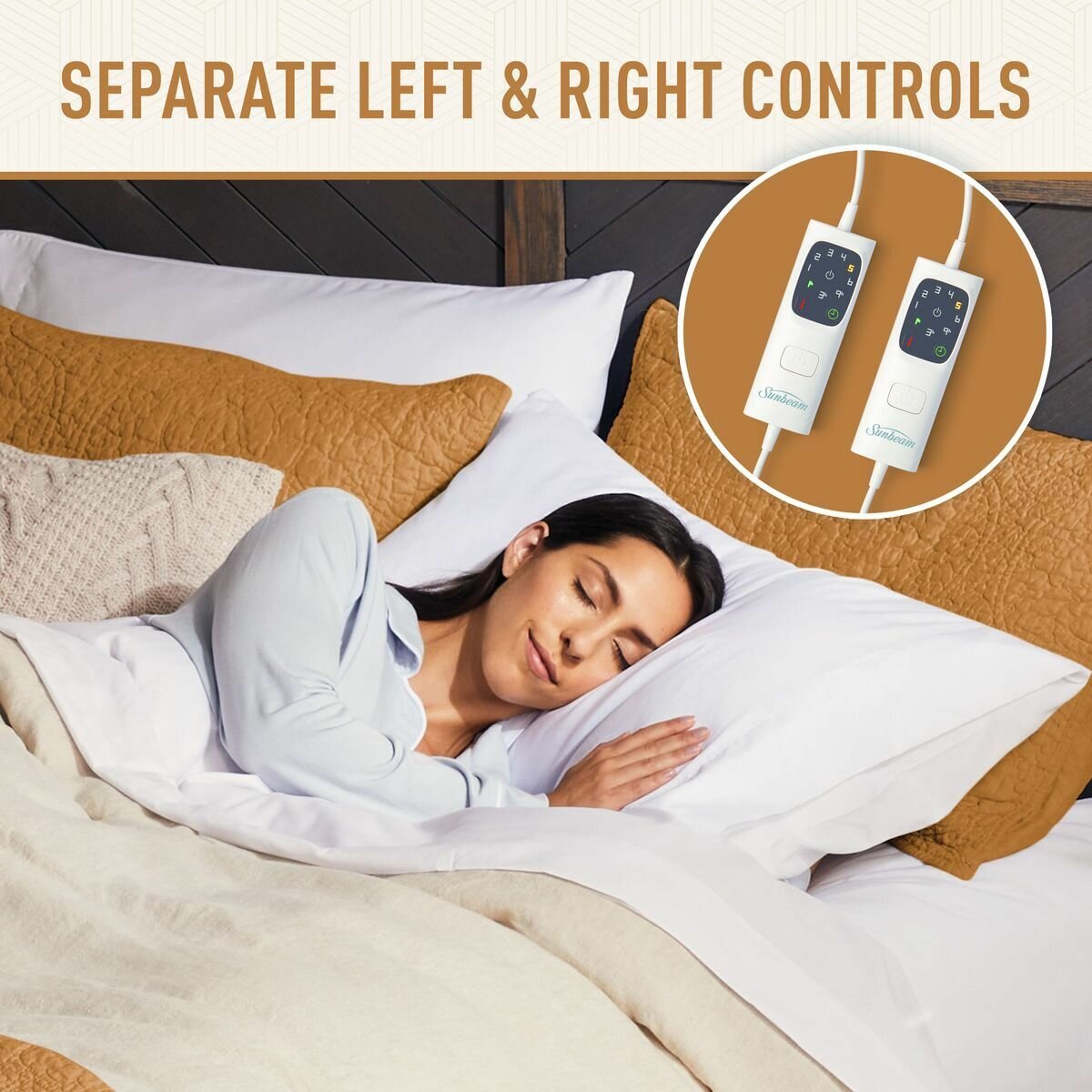 Sunbeam Sleep Perfect Quilted Super King Electric Blanket - Antibacterial, 6 Heat Settings - BLQ6481