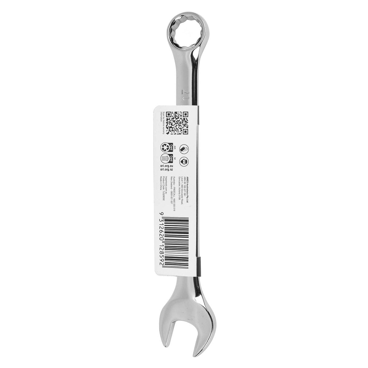 Trojan 17mm Combination Spanner, Chrome Vanadium, 12 Point Ring End