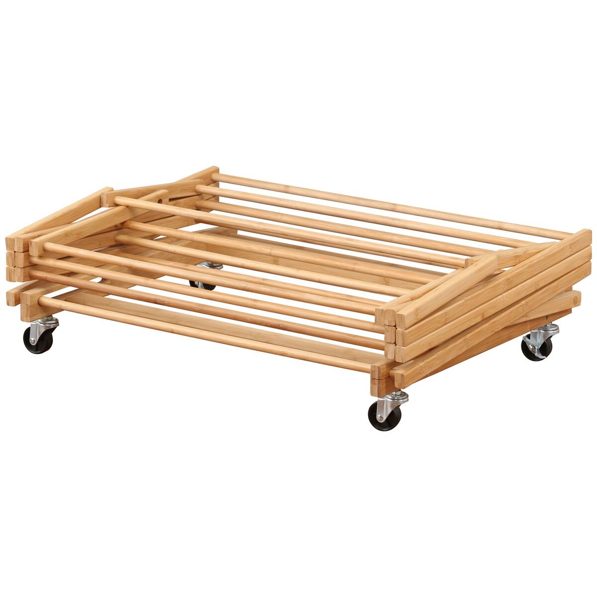 L.T. Williams Bamboo Concertina Airer With Wheels - 9m Hanging Space, 12 Rails, Bamboo Finish - 4673