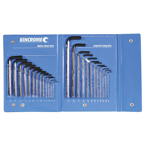 Kincrome 25 Piece Metric & Imperial Hex Key Wrench Set, Chrome Vanadium Steel, Vinyl Wallet