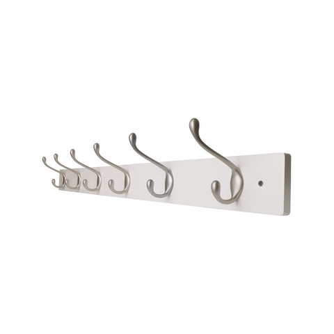 Adoored 6 Hook White Board Deco Hook Rack MDF - Satin Chrome