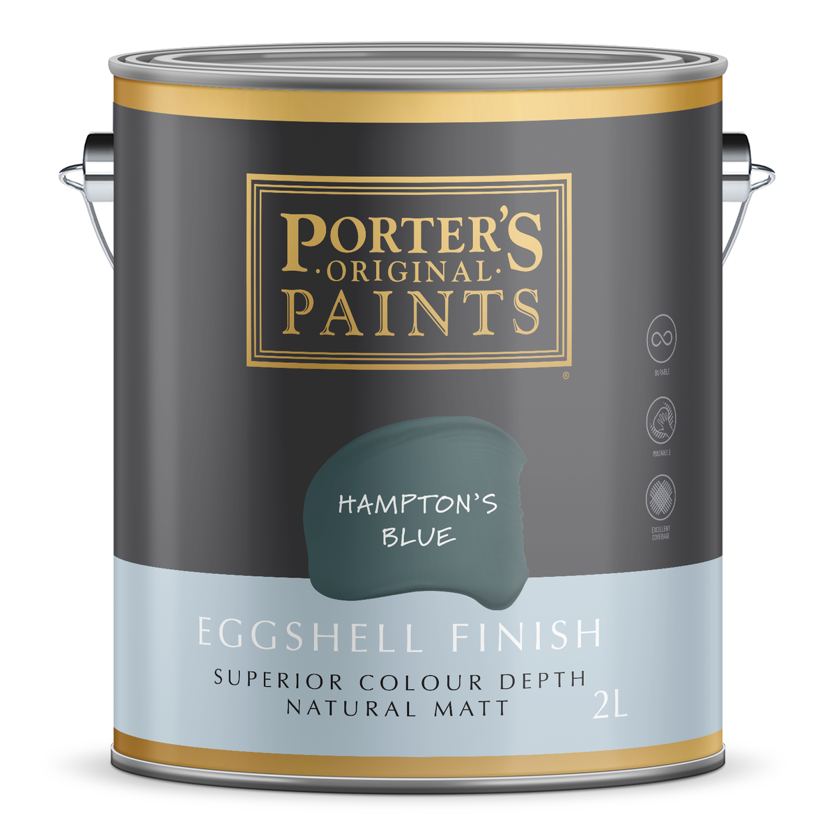 Porter's 2L Hamptons Blue Eggshell Washable Interior & Exterior Paint