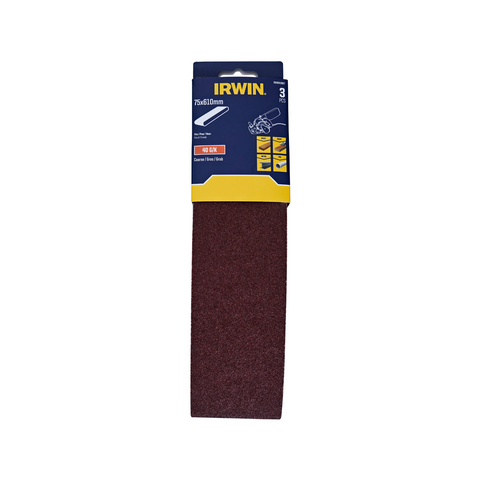 Irwin 75 x 610mm 40 Grit Sanding Belts - 3 Pack