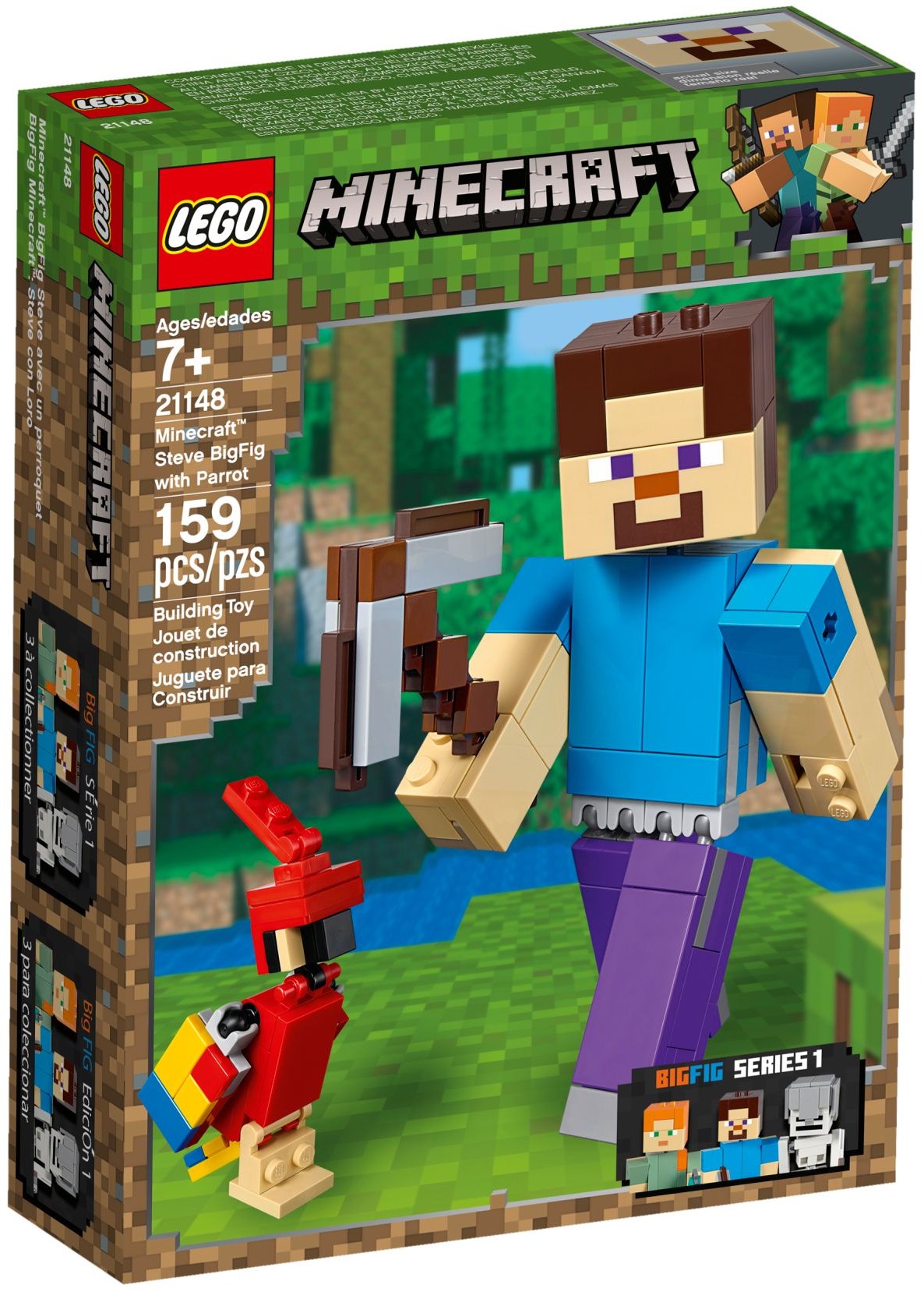LEGO 21148 Minecraft Steve BigFig with Parrot - SuperSaverAU - view 1
