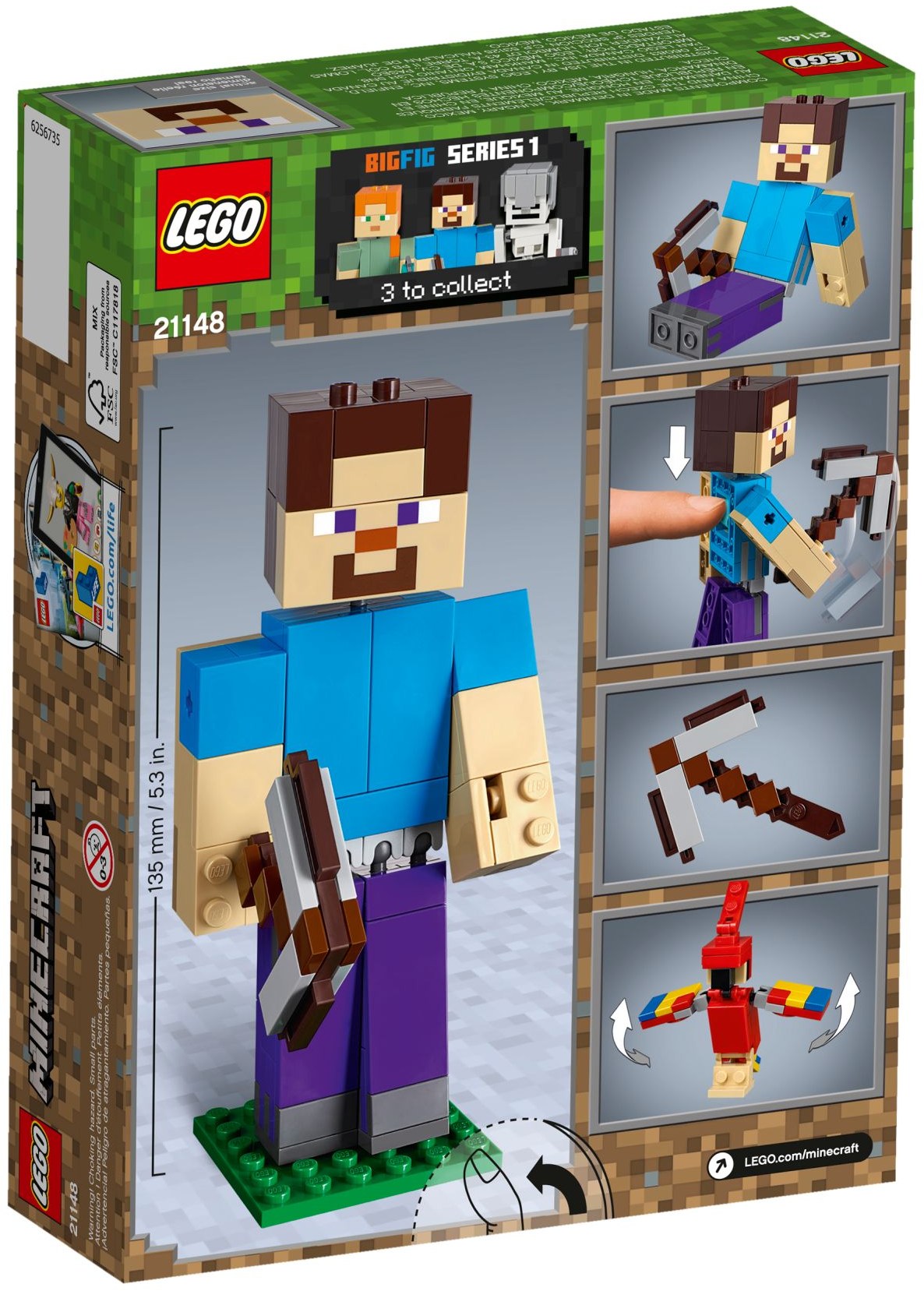 LEGO 21148 Minecraft Steve BigFig with Parrot - SuperSaverAU - view 4