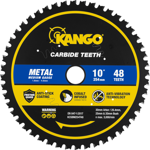 Kango 254mm 48T Metal Mitre Saw Blade - Carbide Teeth for Steel & Studs