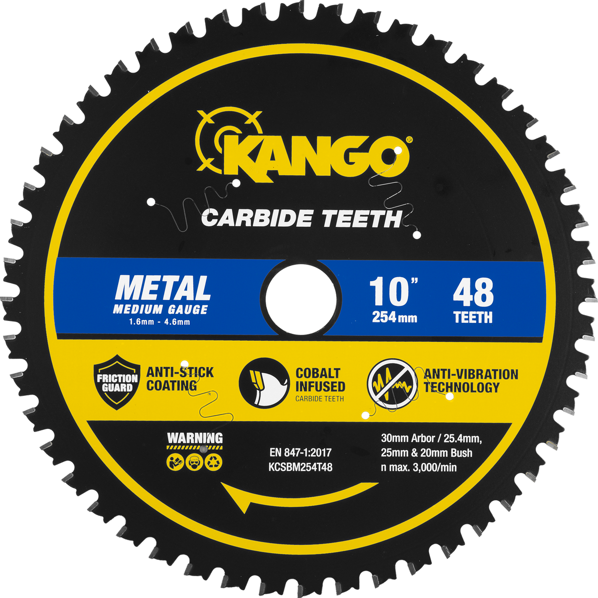 Kango 254mm 48T Metal Mitre Saw Blade - Carbide Teeth for Steel & Studs