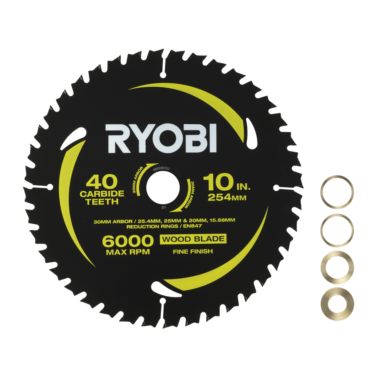 Ryobi 254mm 40T Mitre Saw Blade - Fine Finish for Timber, RCSB254T40