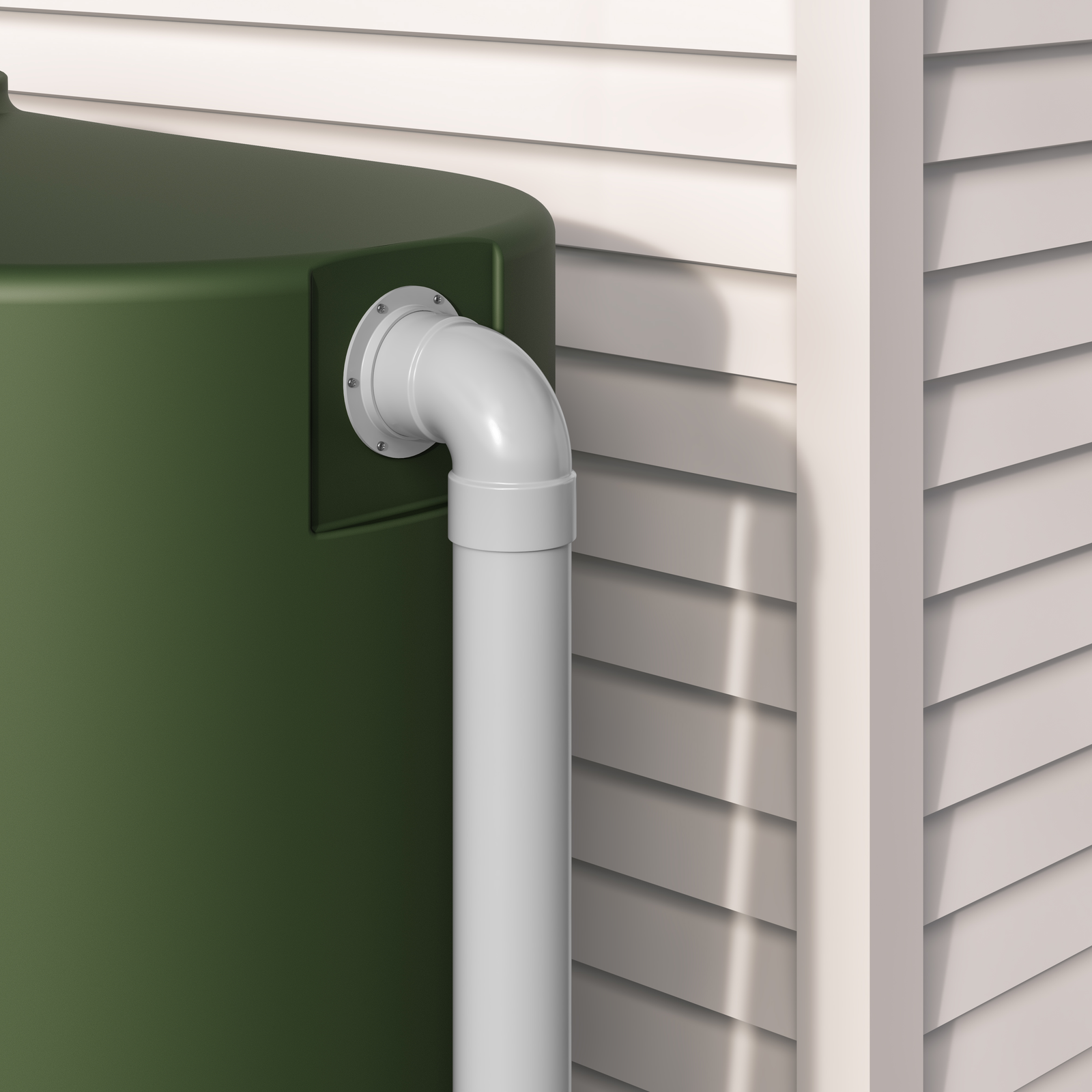 Rain Harvesting 90mm Flanged Tank Overflow, Extra High Volume, Grey PVC