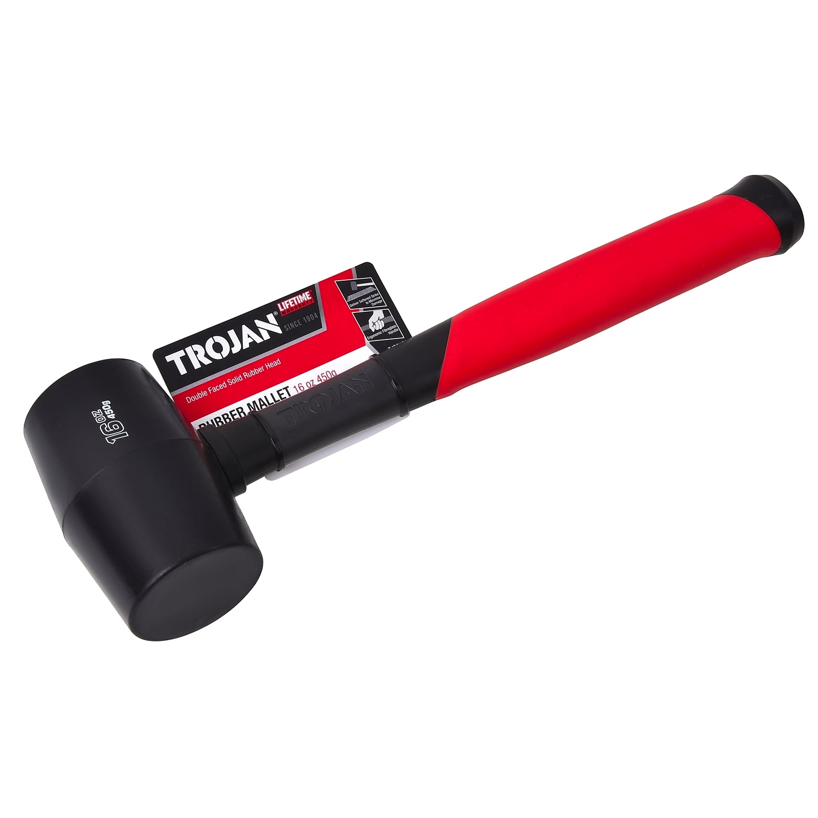 Trojan 16oz (450g) Fibreglass Rubber Mallet, Black