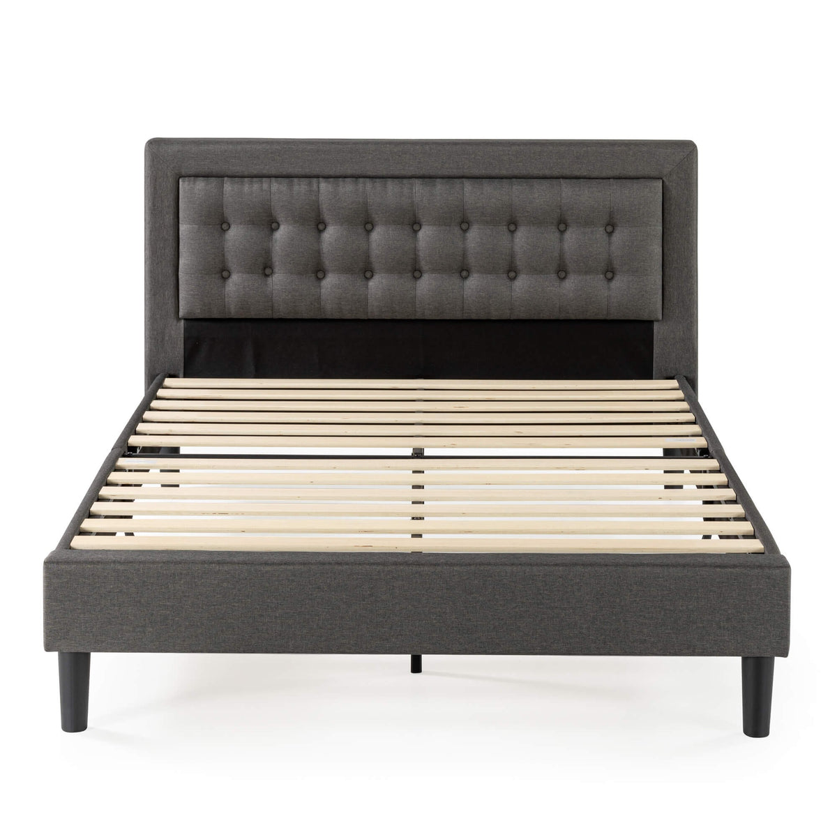 Zinus Dachelle queen upholstered bed frame - dark grey fabric, metal frame, 5 year warranty - AU-CSPB-Q