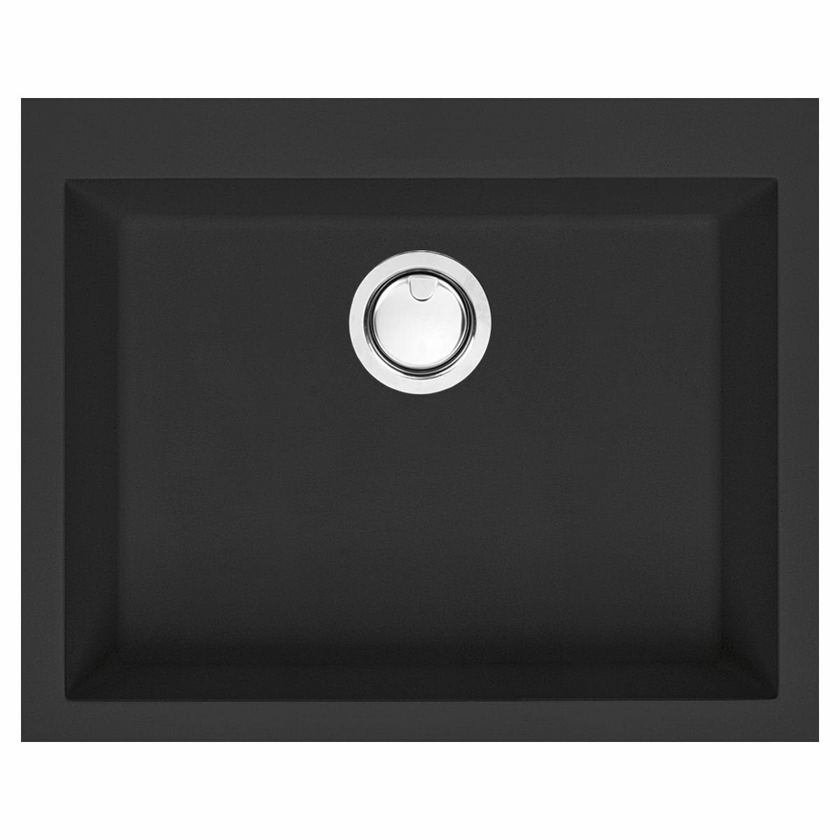 Artusi Granitek single bowl sink - Black, top or undermount, made in Italy - AGS611B