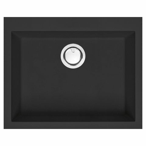 Artusi Granitek single bowl sink - Black, top or undermount, made in Italy - AGS611B