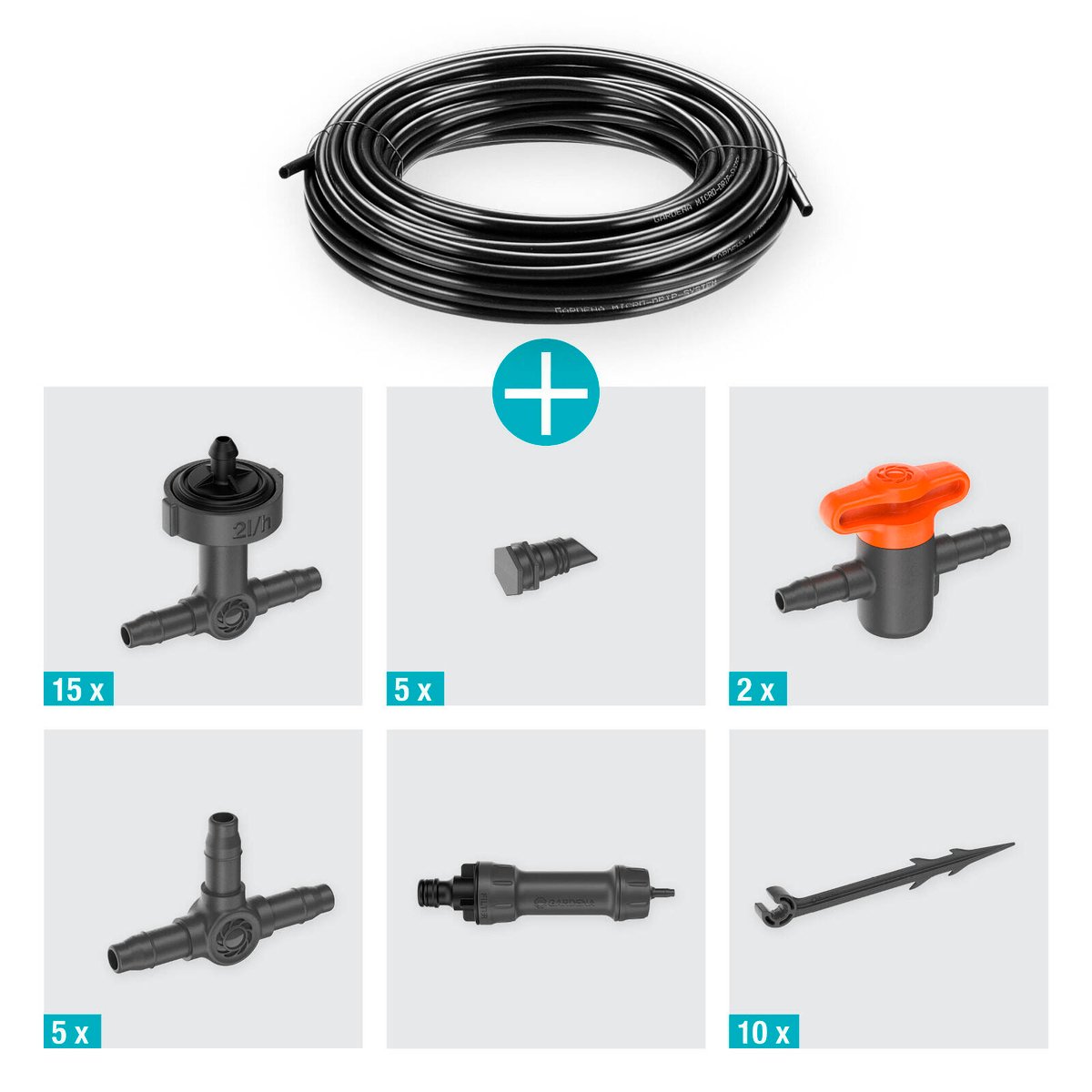 GARDENA Micro Irrigation Balcony Set for 15 Plants Black High-Impact Plastic