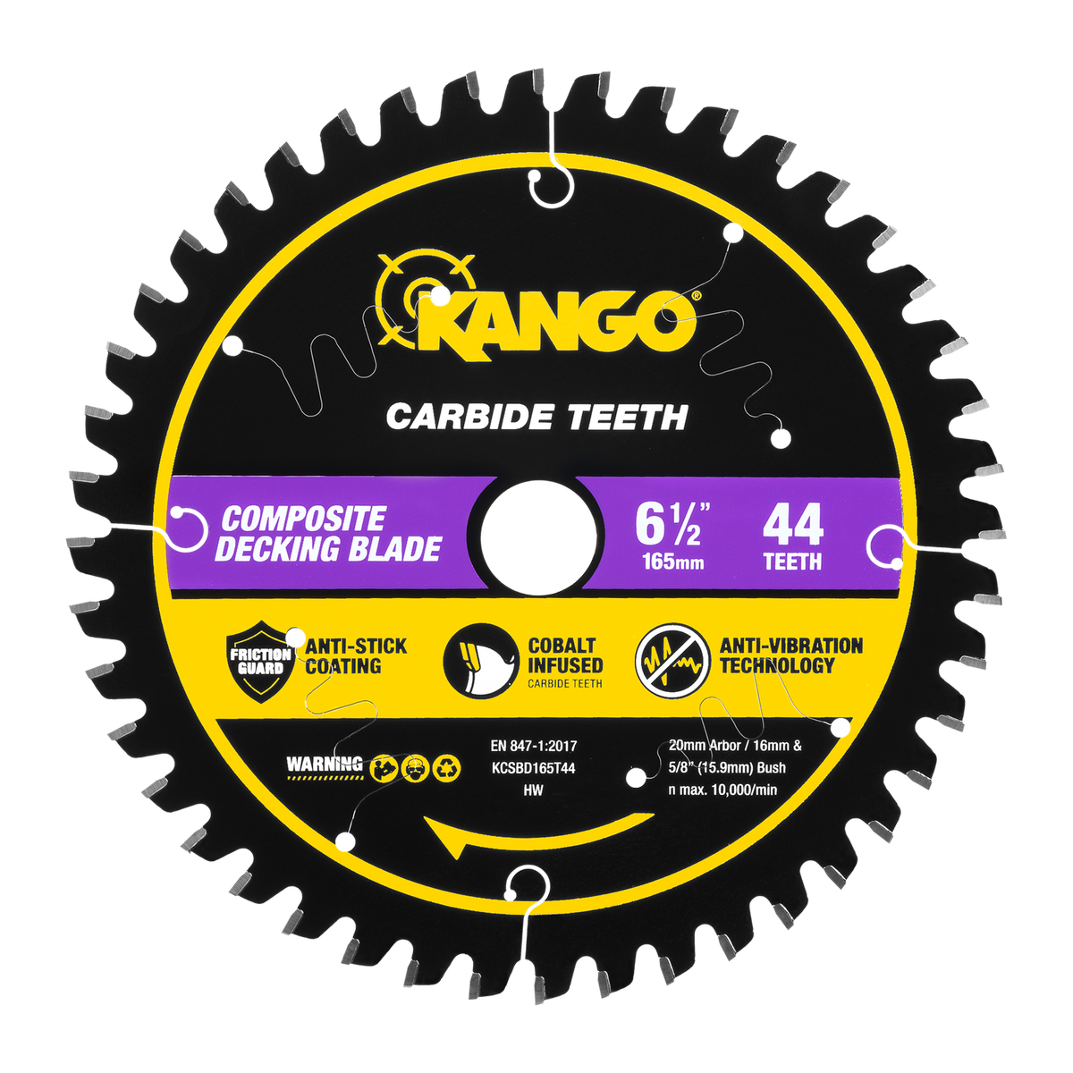 Kango 165mm 44T Composite Decking Circular Saw Blade - Triple Chip Grind Teeth