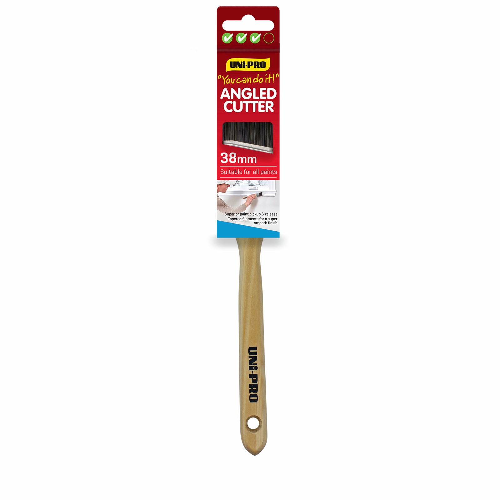 Uni-Pro 38mm Angled Sash Cutter Brush Timber Handle Stainless Steel Ferrule