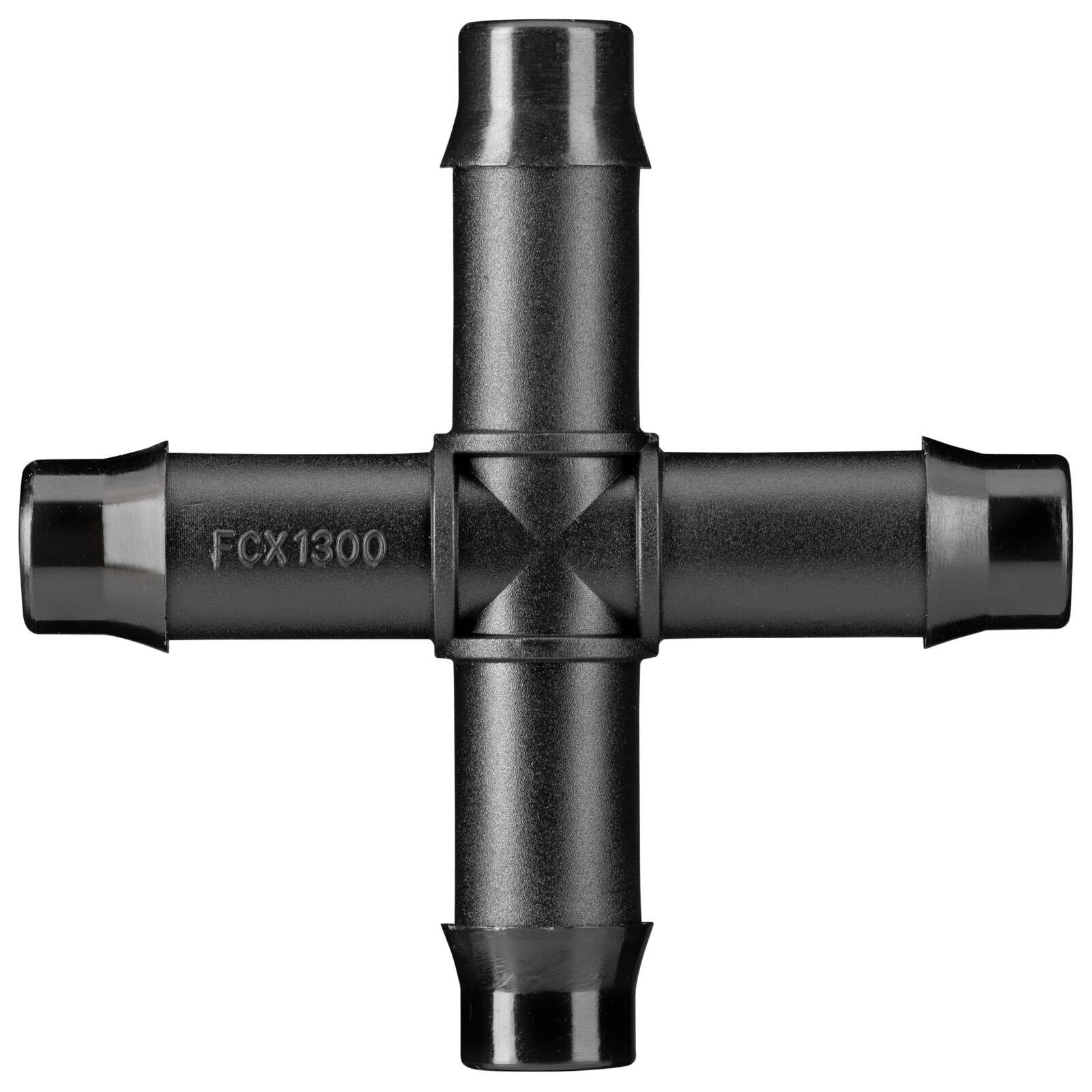 Pope 13mm Single Poly Barbed Cross, Polypropylene, 4 Way Irrigation Connector