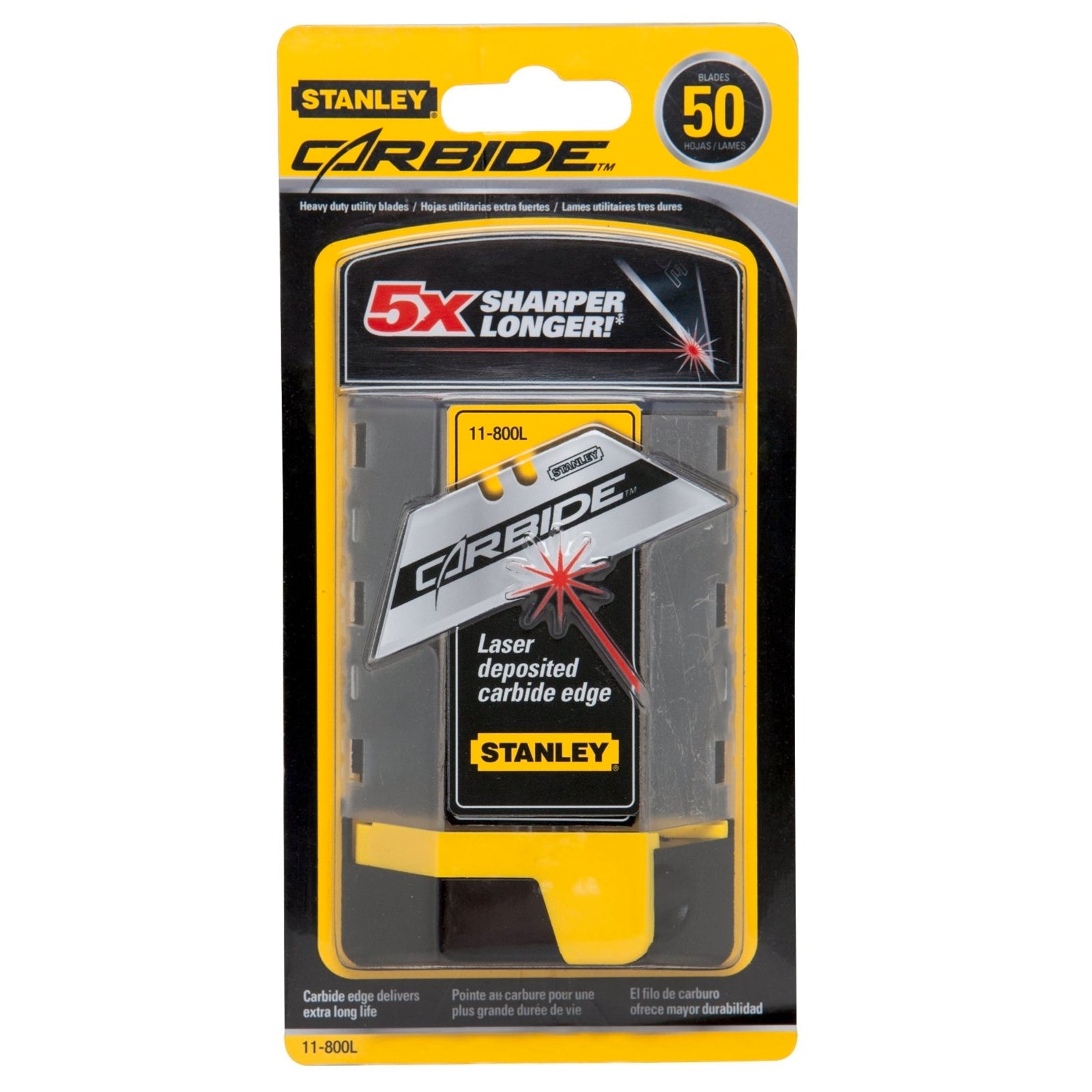 Stanley Carbide Utility Knife Blades 50 Pack - Tungsten Dispenser 11-800L