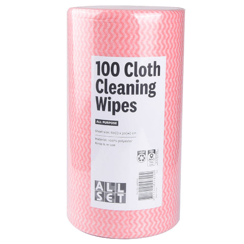 All Set 60 x 30cm All Purpose Wipes On a Roll - 100 Pack, Pink