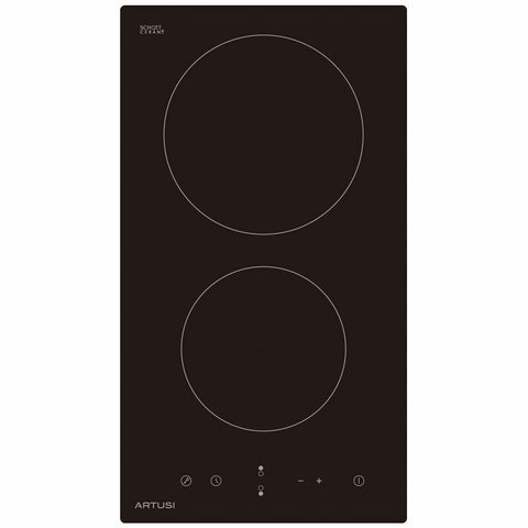 Artusi 30cm Vulcan Series Ceramic Cooktop - 2 Zones, Touch Controls, 99-Minute Timer, Black - CACC30