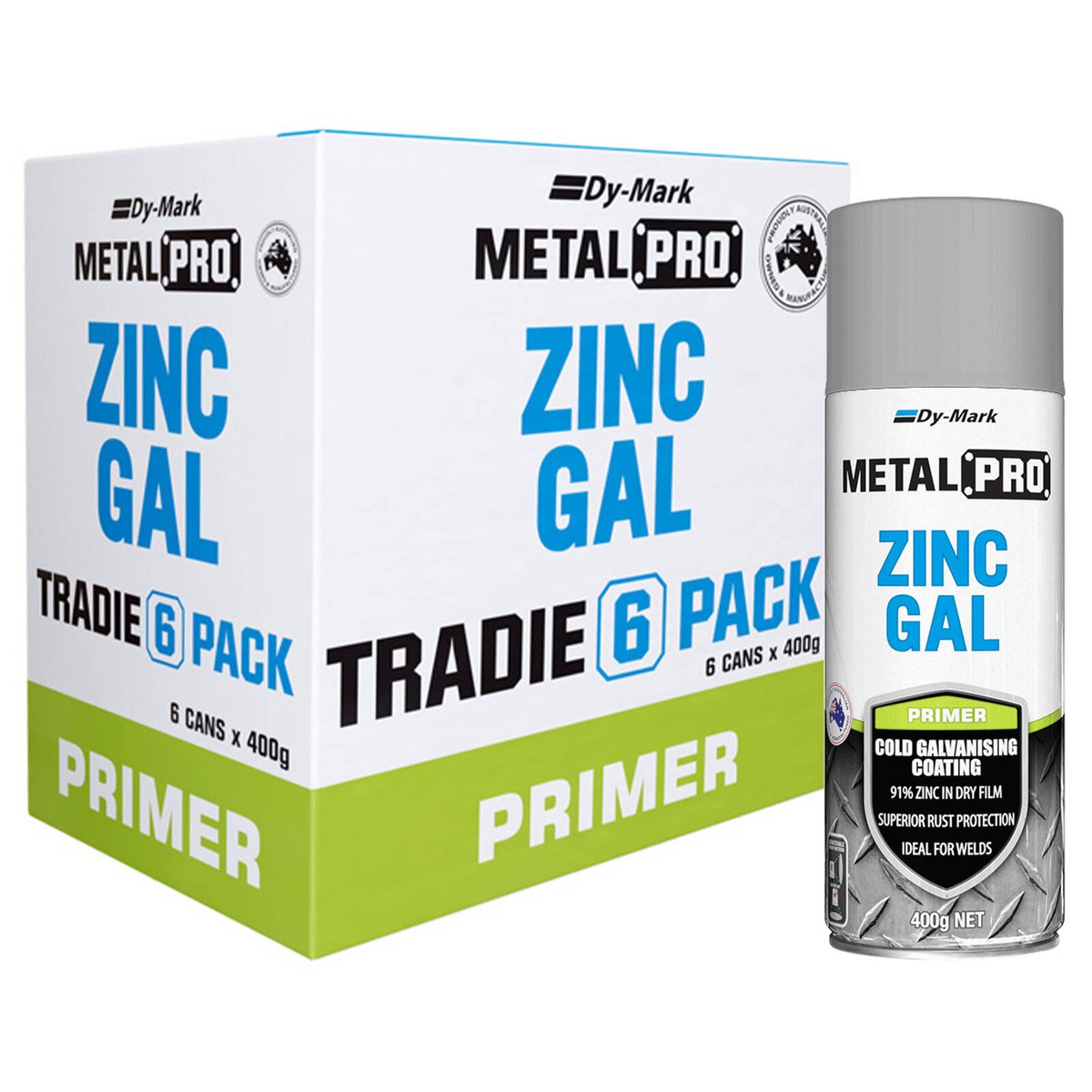 Dy-Mark Zinc Gal Cold Galvanising Metal Paint 400g Trade Pack 6 Pack Outdoor
