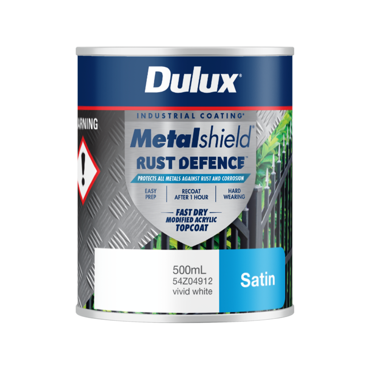 Dulux Metalshield 500ml White Satin Rust Defence Enamel