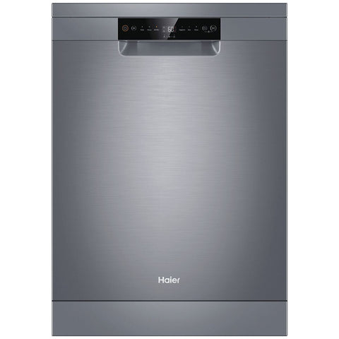 Haier 60cm 300 Series Freestanding Dishwasher - 13 Place Settings - Satina - Auto Wash Sensing - HDW13F0S1