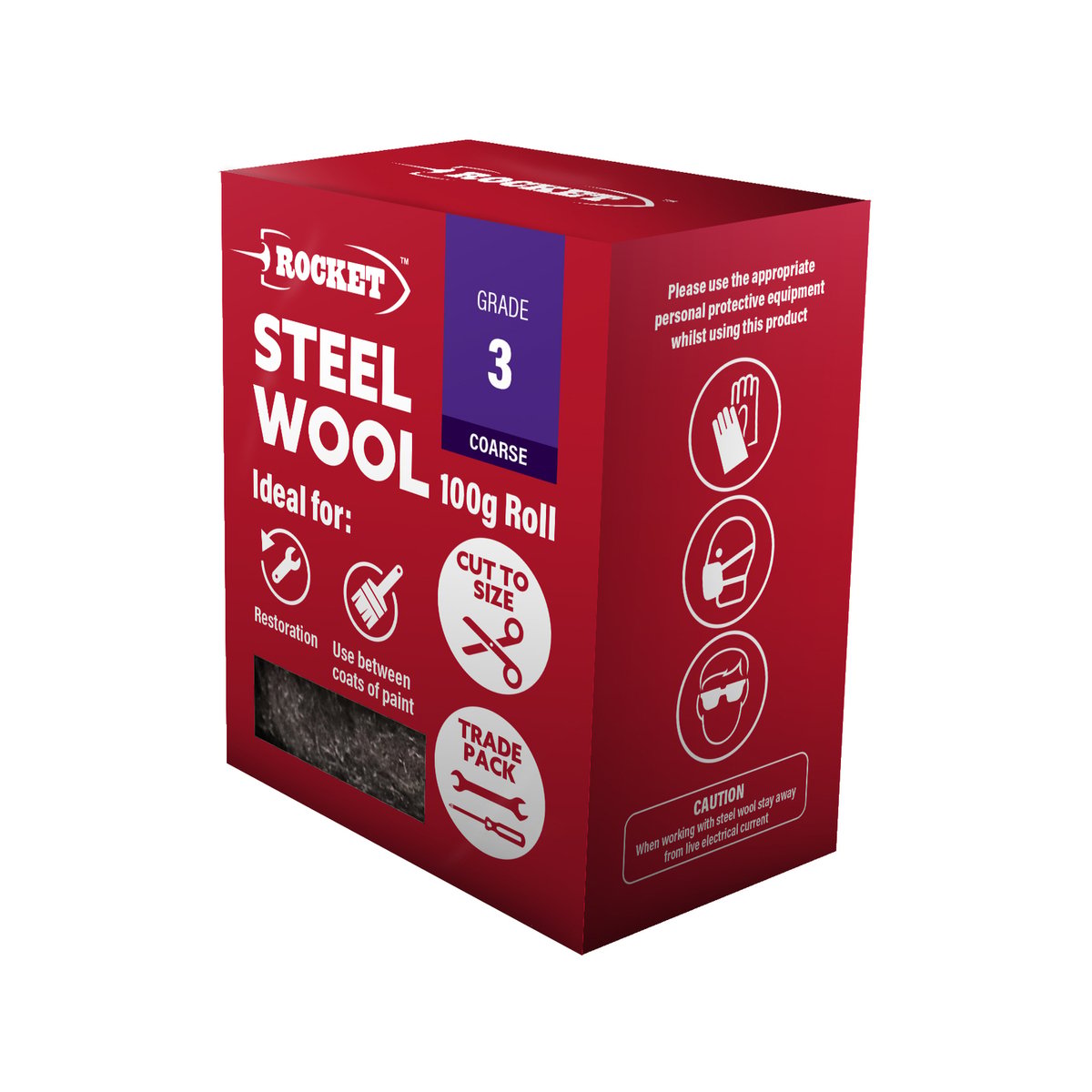 Rocket Coarse Steel Wool 100g Grade 3 Trade Pack for Cleaning and Stripping