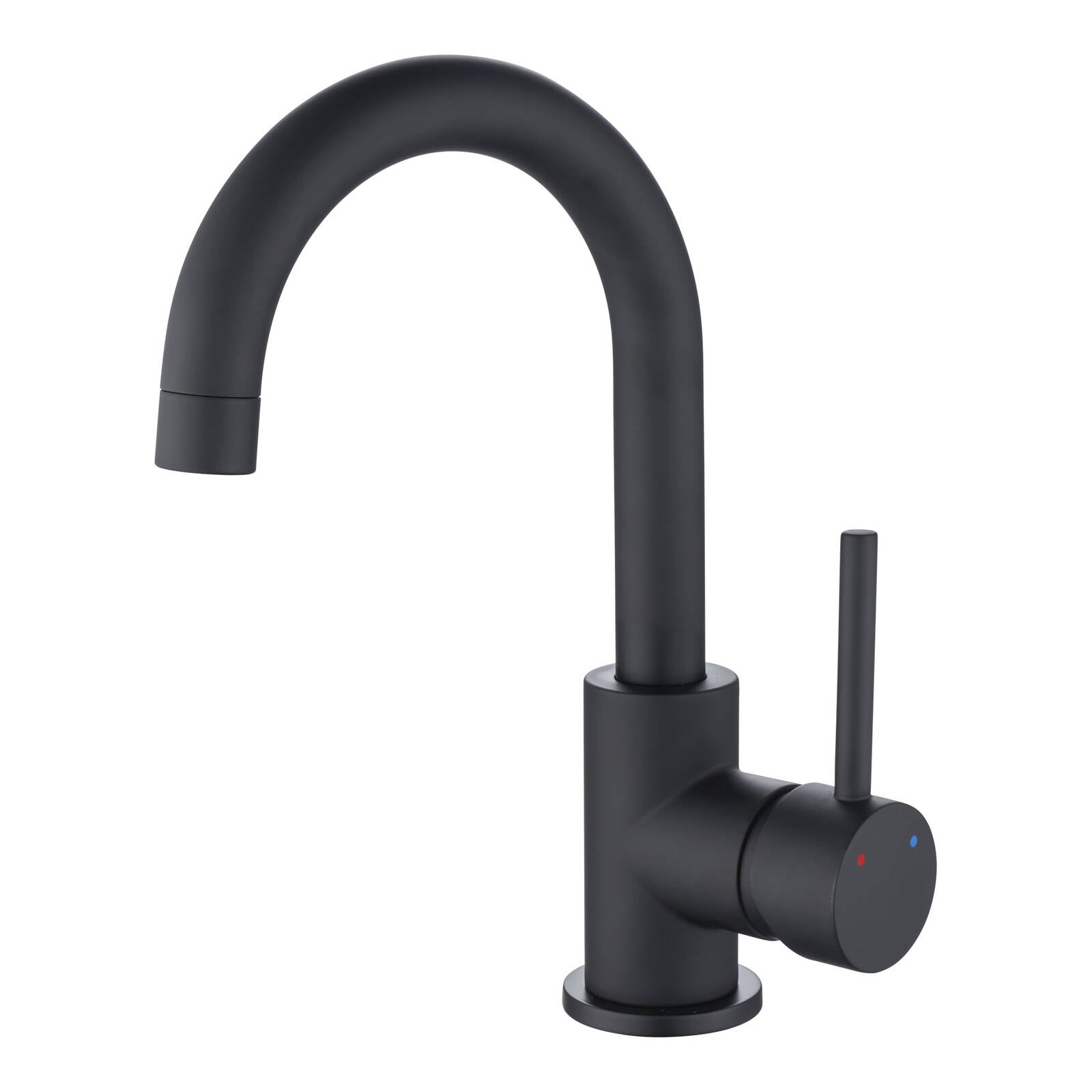 Estilo 35mm Matte Black Side Lever Basin Mixer - 4 Star WELS, 7.5L/min