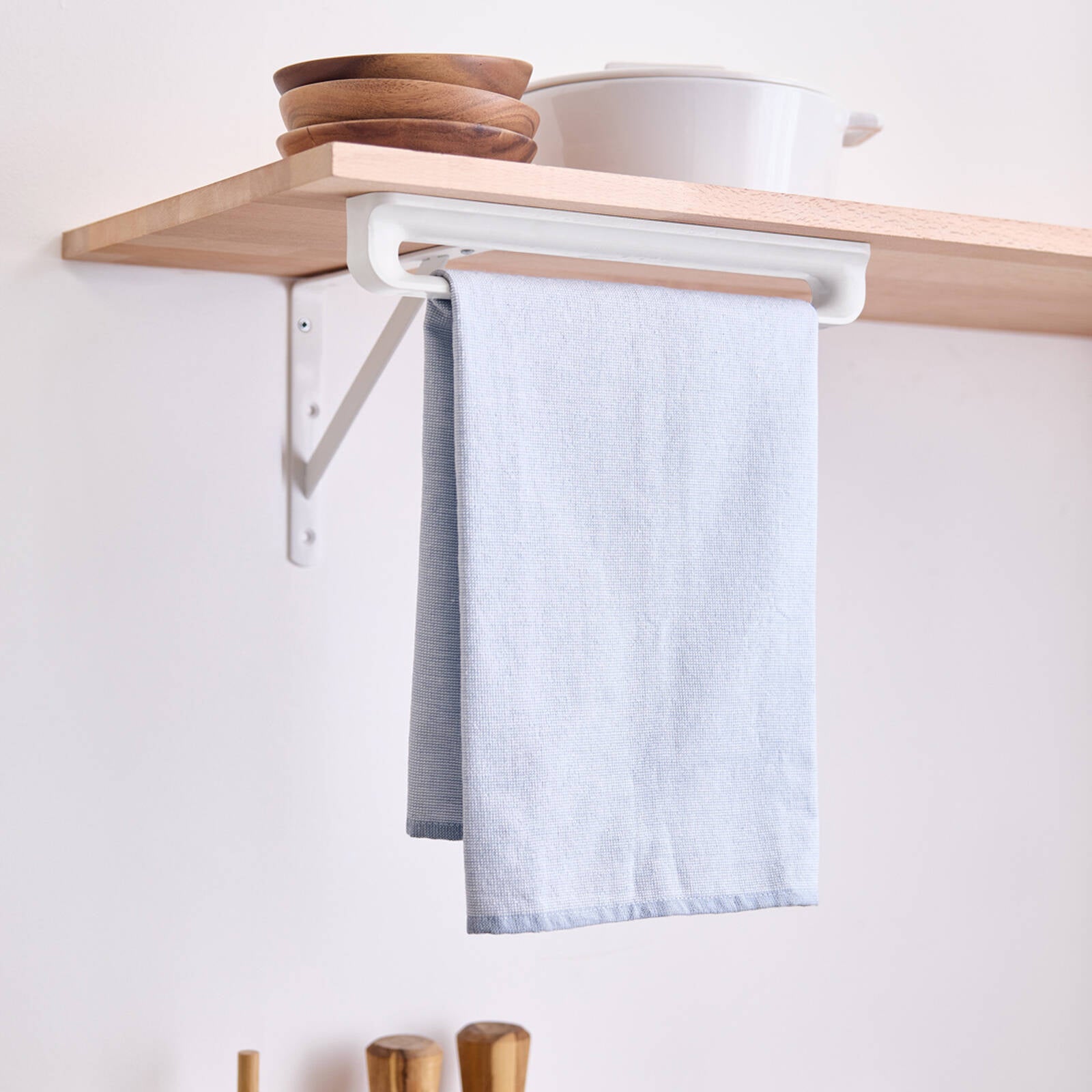 EzyStorage Kitchen Tea Towel Holder 350mm Matte White